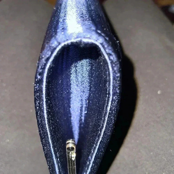 Midnight Blue Women’s Wave Pleated Silver Tone Evening Clutch Bag Purse - Picture 6 of 15